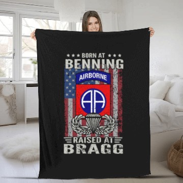 Discover Born At Benning Raised At Bragg 82nd Airborne Division 2 Fleece Blankets