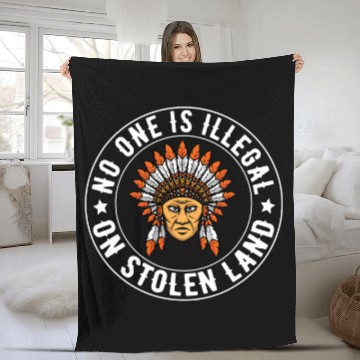 Discover No One Is Illegal On Stolen Land Native American 3 Fleece Blankets