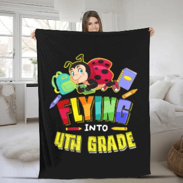 Discover Flying Into 4th Grade Ladybug Back To School First Day Cute Baseball Tees Fleece Blankets