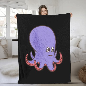 Discover Octopuss Lover Cute Purple Smiling Octopus Fleece Blankets