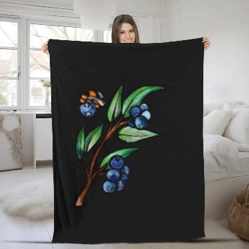 Discover Blueberry Bee Art summertime bees I love the bees Fleece Blankets