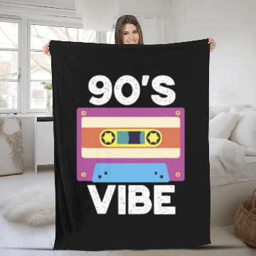 Discover 90s Vibe 1990s Music Nineties Cassette Tape Fleece Blankets