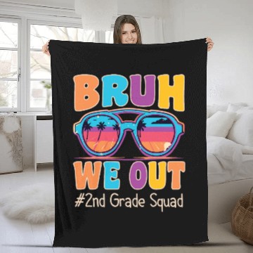 Discover Bruh We Out 2nd Second Grade Squad Retro Last Day Of School Fleece Blankets