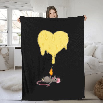 Discover Funny Cheese Mouse Fondue Art Fleece Blankets