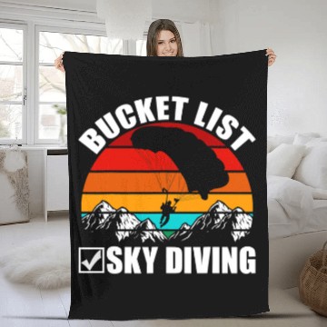 Discover Skydiving Gift vintages Skydiver Skydiving Parachute Bucket List Sky Diving Fleece Blankets