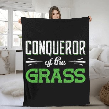 Discover Gardening Conqueror of the Grass Lawn Mower Fleece Blankets