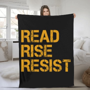 Discover Reading Book Read Rise Resist Book and Writer gift idea Reader Fleece Blankets
