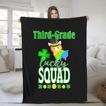 Discover St Patricks Third Grade Teacher Student Cute Llama Squad Fleece Blankets