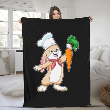 Discover Rabbits Cook Chef hat Carrot Fleece Blankets