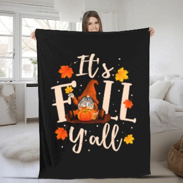 Discover Its Fall Yall Cute Gnomes Pumpkin Autumn Tree Fall Leaves 75 Fleece Blankets