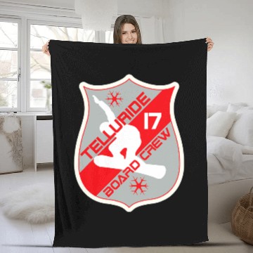 Discover Skiing Ski Telluride Colorado Board Crew Snowboarding Fleece Blankets