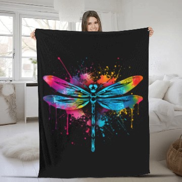 Discover Artistic Colorful Pop Art painted Dragonfly Fleece Blankets
