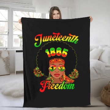 Discover 1865 Juneteenth Afro Woman Black History Black Freedom Pride Baseball Tees Fleece Blankets