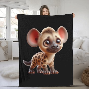 Discover Charming Cartoon Hyena Pup Adorable Animal Artwork Baseball Tees Fleece Blankets