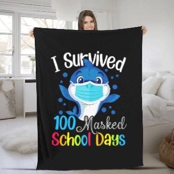 Discover I Survived 100 Masked School Days Teacher Student Gift 5 Fleece Blankets