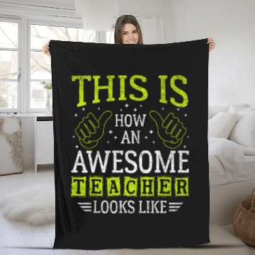 Discover Funny Quote Thumbs Up Awesome Teacher Assistant Fleece Blankets