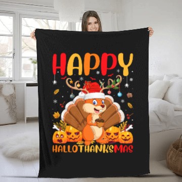 Discover Squirrel Lover Funny Squirrel Animal Lover Happy Squirrel HelloThanksMas Fleece Blankets