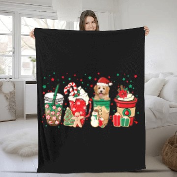 Discover Dog Havanese Christmas Coffee Red Peppermint Latte Iced Havanese Fleece Blankets