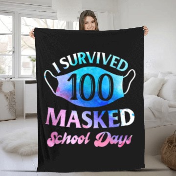 Discover I Survived 100 Masked School Days Teacher or Student Gift 1 Fleece Blankets