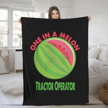 Discover Tractor driving One in a Melon Tractor Operator Watermelon Retirement Fleece Blankets