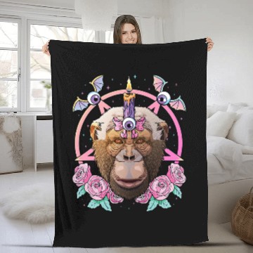 Discover Pastel Goth Chimpanzee Pagan Creepy Menhera Chimpanzee Fleece Blankets
