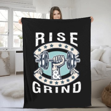Discover Gym Training Rise And Grind Funny Workout 497 Bodybuilding Fleece Blankets