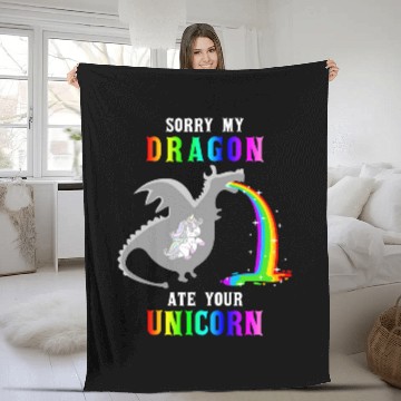 Discover Sorry My Dragon Ate Your Unicorns Funny Dragon Lover Gift Baseball Tees Fleece Blankets