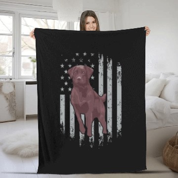Discover Labrador Lab Dog Chocolate Lab American Flag Brown Labrador Retriever Owner Fleece Blankets