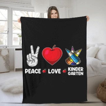 Discover Peace Love Kindergarten teacher Student Back To School Gifts Fleece Blankets