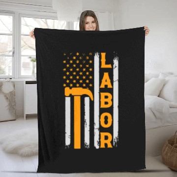 Discover America worker for happy Labor Day 1 Fleece Blankets