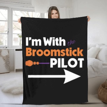 Discover Funny Im with the Broomstick Pilot Halloween His and Her Baseball Tees Fleece Blankets