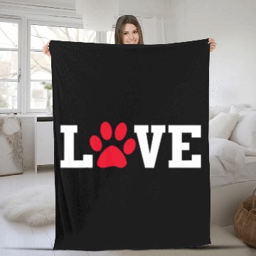 Discover Cool Love Paw Prints Pet Dog Cat Lovers Fleece Blankets