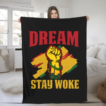 Discover Dream But Stay Woke Black Afrocentric Empowerment Zip Fleece Blankets