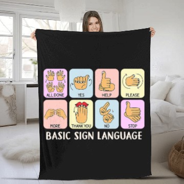 Discover Basic Sign Language Speech Therapist SLP Pathologist Outfit Fleece Blankets