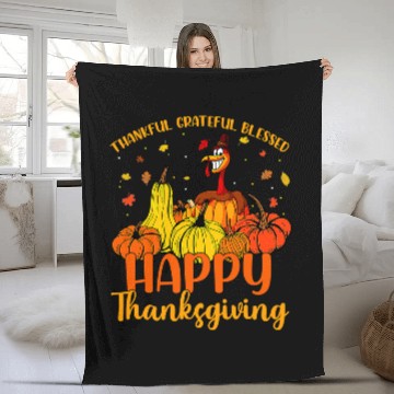 Discover Thankful Grateful Blessed Happy Thanksgiving Pilgrim Turkey 49 Baseball Tees Fleece Blankets