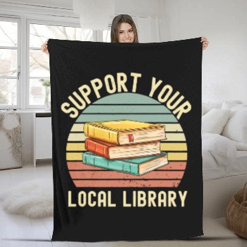 Discover Reading Book Retro Support Your Local Library Book Lovers Librarian Squad Reader Fleece Blankets