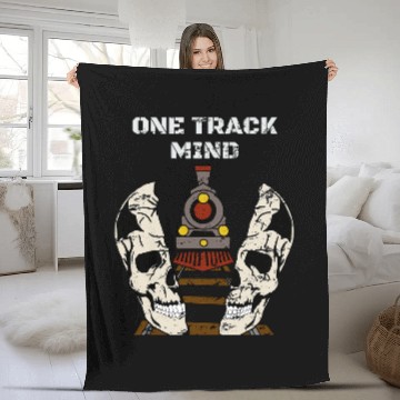 Discover Skeletons Skulls Distressed One Track Mind Train and Skull on Raid Road Track Skull Fleece Blankets
