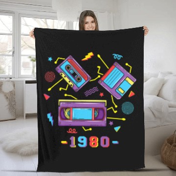 Discover 80s Nostalgia Floppy Disk Record Player Retro 80s Music Baseball Tees Fleece Blankets