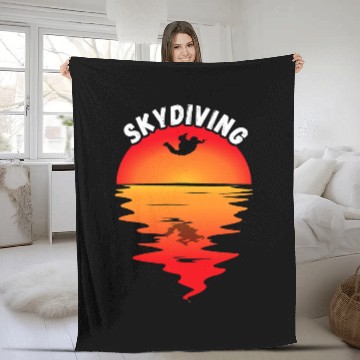 Discover Skydiving Gift vintages Sunset Skydiver Parachuting Parachutist Fleece Blankets