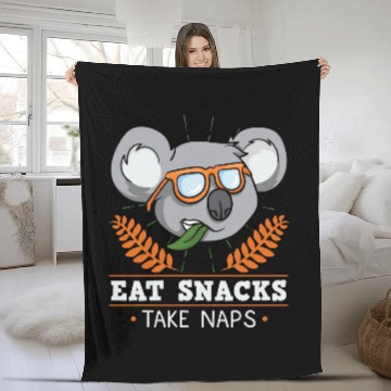 Discover Funny Bear Eat Snacks Take Naps Koala Cute Bears Fleece Blankets