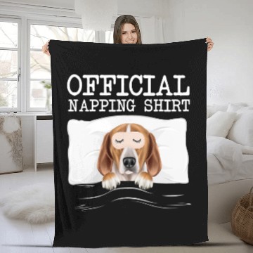 Discover Funny Official Napping Sleeping English Foxhound Fleece Blankets