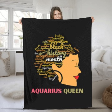 Discover Black History Month Aquarius Queen Black Womens Fleece Blankets