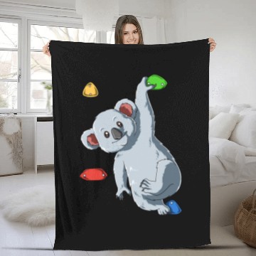 Discover Funny Bear Climbing Climb Koala Bear Boulder Koala Bouldering And Climbing Cute Bears Baseball Tees Fleece Blankets
