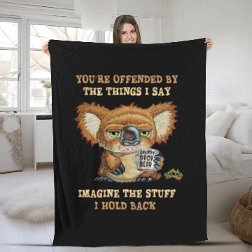 Discover Funny Bear Grumpy Drop Bear Offended Cute Bears Fleece Blankets