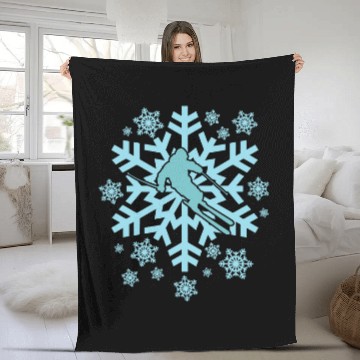 Discover Skiing Ski with Snowflake Winter Vacation Zip Fleece Blankets