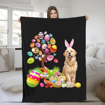 Discover Goldie Easter Egg Tree Dogs Bunny Easters Day Golden Retriever Dog Zip Fleece Blankets