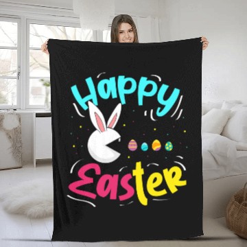 Discover Rabbits Happy Easter Cute Rabbit Eating Easter Eggs Easter Sunday Fleece Blankets