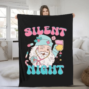 Discover Retro Silent Night ICU nurses Christmas Intensive Care Unit 1 Fleece Blankets