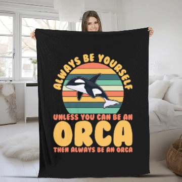 Discover Whales vintages retro always be yourself unless you can be an orca Baseball Tees Fleece Blankets