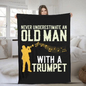 Discover Trumpet Lover Player Dad Father Retired vintages Never Fleece Blankets